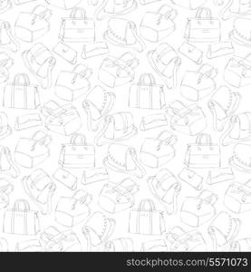 Seamless woman&#39;s stylish bags sketch pattern background vector illustration