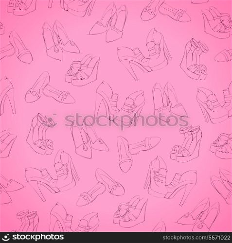 Seamless woman modern shoes sketch pattern background vector illustration