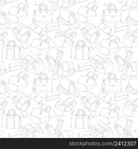 Seamless woman&rsquo;s stylish bags sketch pattern background vector illustration