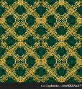 Seamless yellow and green pattern in arabic or muslim style vector illustration