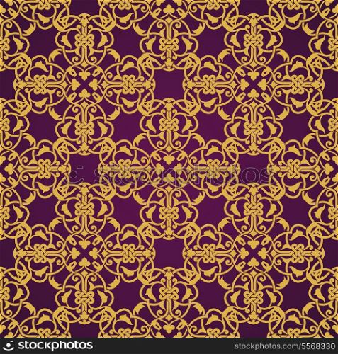 Seamless yellow and violet pattern in arabic or muslim style vector illustration