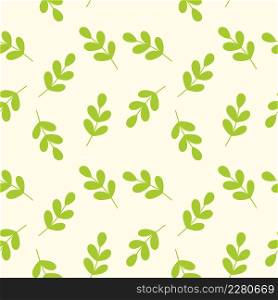 Seamless yellow pattern with green branch.