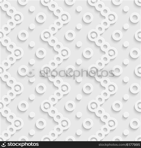 Seamless ZigZag and Circle Pattern. Vector Soft Background. Regular White Texture. Seamless ZigZag and Circle Pattern