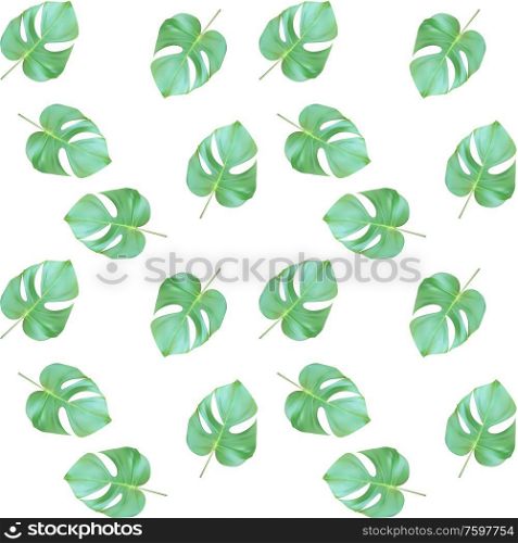 Seammles Pattern. Colorful naturalistic green leaves on branch. Vector Illustration. EPS10. Seammles Pattern. Colorful naturalistic green leaves on branch. Vector Illustration