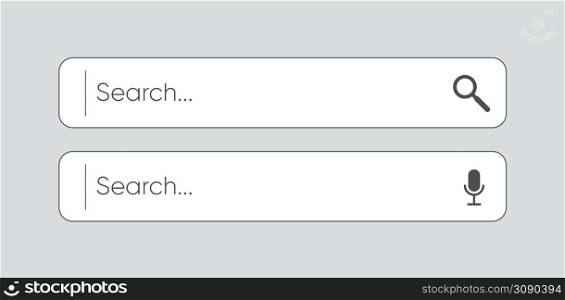Search bar for browser and web site. Search windows set isolated on gray. Vector illustration. Search bar for browser and web site. Search windows set isolated on gray. Vector