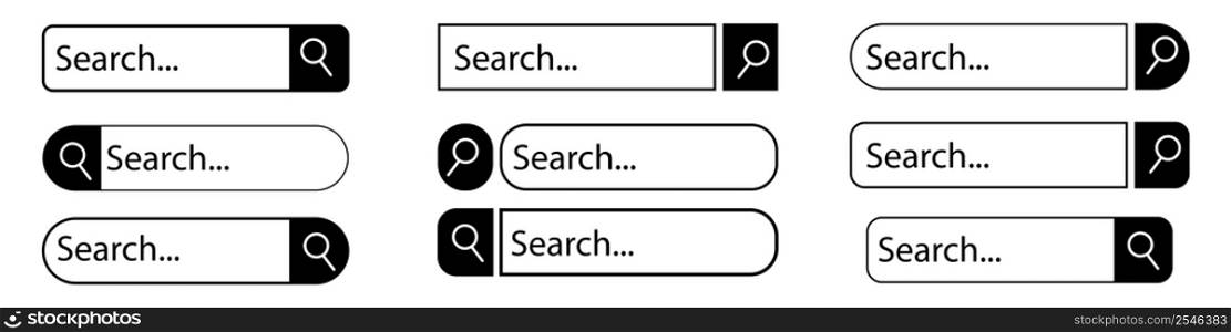 Search bar icon. Computer interface. Search form template. Ui design concept. Vector illustration. Stock image. EPS 10.. Search bar icon. Computer interface. Search form template. Ui design concept. Vector illustration. Stock image.