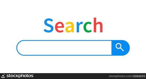 Search bar on white background. Vector search window template.
