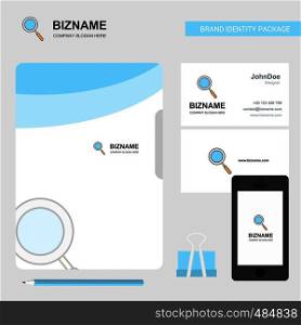 Search Business Logo, File Cover Visiting Card and Mobile App Design. Vector Illustration