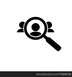 Search business people or magnifier icon with an audience, group, market, research, targeting icon in black on isolated white background. EPS 10 vector. Search business people or magnifier icon with an audience, group, market, research, targeting icon in black on isolated white background. EPS 10 vector.