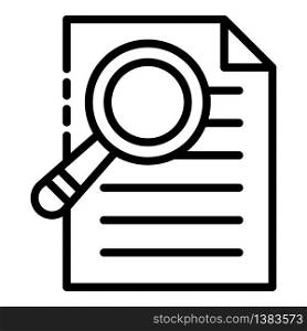 Search by document icon. Outline search by document vector icon for web design isolated on white background. Search by document icon, outline style