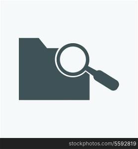 Search concept with folder icon and magnifying glassicon, vector illustration.