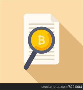 Search cryptocurrency icon flat vector. Bitcoin money. Crypto business. Search cryptocurrency icon flat vector. Bitcoin money