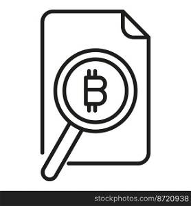 Search cryptocurrency icon outline vector. Bitcoin money. Crypto business. Search cryptocurrency icon outline vector. Bitcoin money