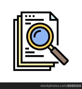 search document file color icon vector. search document file sign. isolated symbol illustration. search document file color icon vector illustration