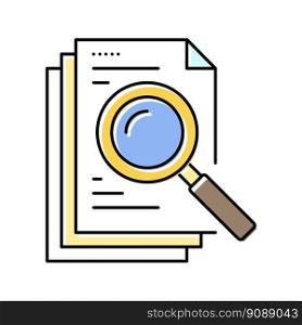 search document file color icon vector. search document file sign. isolated symbol illustration. search document file color icon vector illustration