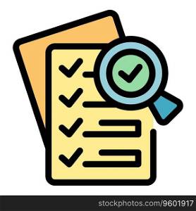 Search document icon outline vector. Loan credit. Finance form color flat. Search document icon vector flat