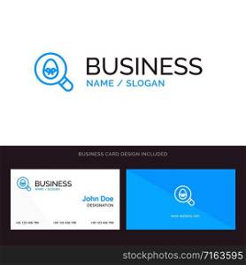 Search, Egg, Easter, Holiday Blue Business logo and Business Card Template. Front and Back Design