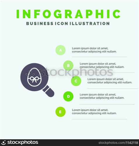 Search, Egg, Easter, Holiday Solid Icon Infographics 5 Steps Presentation Background