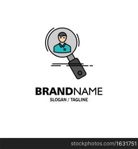 Search, Employee, Hr, Hunting, Personal, Resources, Resume Business Logo Template. Flat Color
