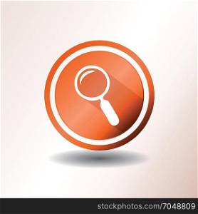 Search Engine Button In Flat Design. Illustration of an orange flat design magnifying glass icon, for search engine web buttons