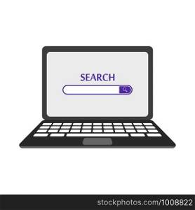 search engine on a laptop in flat style. search engine on laptop in flat style