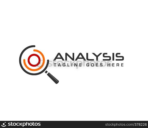 Search Engine Optimization and Abstract electronic technology creative sign. circle analysis search Magnifier logo