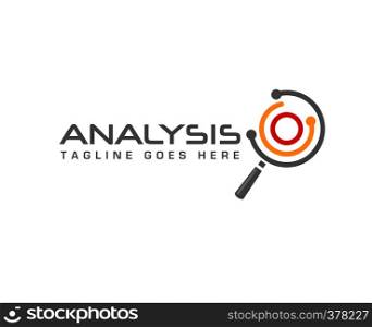 Search Engine Optimization and Abstract electronic technology creative sign. circle analysis search Magnifier logo