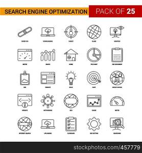 Search Engine Optimization Black Line Icon - 25 Business Outline Icon Set
