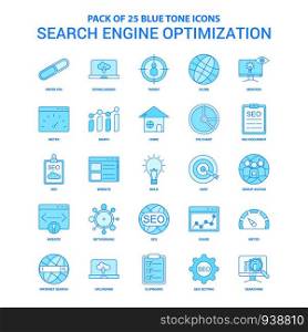 Search Engine Optimization Blue Tone Icon Pack - 25 Icon Sets