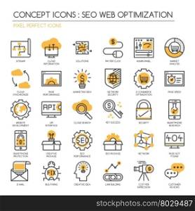 Search engine optimization , thin line icons set ,Pixel Perfect Icons