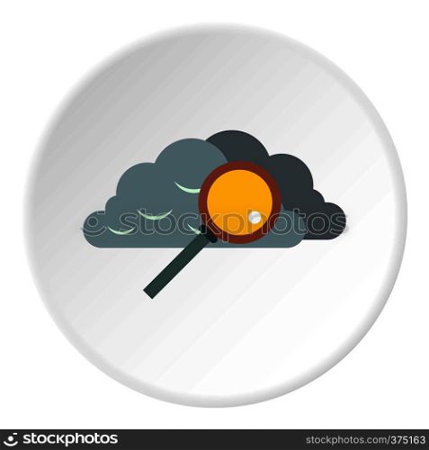 Search files in cloud storage icon. Flat illustration of search files in cloud storage vector icon for web. Search files in cloud storage icon, flat style