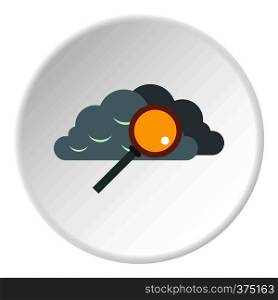 Search files in cloud storage icon. Flat illustration of search files in cloud storage vector icon for web. Search files in cloud storage icon, flat style