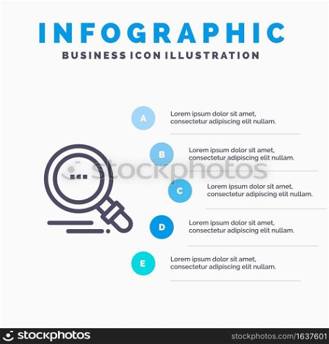 Search, Find, Motivation Line icon with 5 steps presentation infographics Background