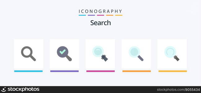 Search Flat 5 Icon Pack Including . magnifying. search. Creative Icons Design