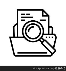 search folder line icon vector. search folder sign. isolated contour symbol black illustration. search folder line icon vector illustration
