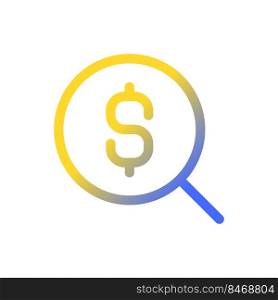 Search for best currency exchange rate pixel perfect gradient linear ui icon. Finance and banking. Line color user interface symbol. Modern style pictogram. Vector isolated outline illustration. Search for best currency exchange rate pixel perfect gradient linear ui icon