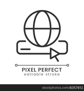 Search for information on internet pixel perfect linear icon. Online data sources. Customer requests. Thin line illustration. Contour symbol. Vector outline drawing. Editable stroke. Poppins font used. Search for information on internet pixel perfect linear icon