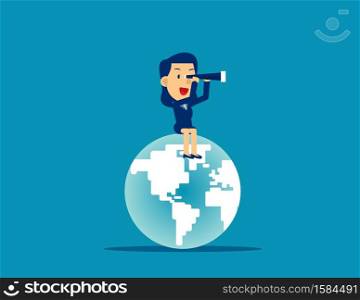 Search for success. Concept business success vector illustration. Looking through binoculars, Flat cartoon character style design.
