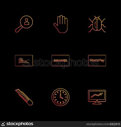Search , hand , bug, eway , discover, world play , graph , clock , cutter , icon, vector, design, flat, collection, style, creative, icons