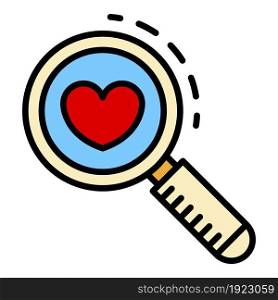 Search heart like icon. Outline search heart like vector icon color flat isolated on white. Search heart like icon color outline vector