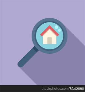 Search house icon flat vector. Real home. Website company. Search house icon flat vector. Real home