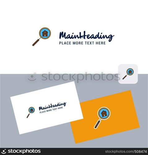 Search house vector logotype with business card template. Elegant corporate identity. - Vector