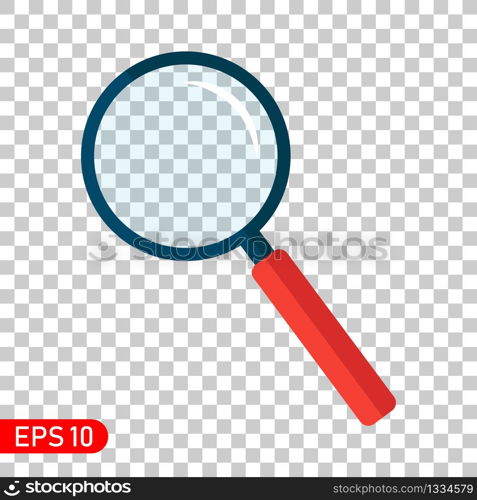 Search icon. Magnifying glass. Flat style loupe on transparent background