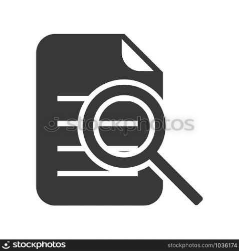 Search icon with file and magnifying glass in simple vector style