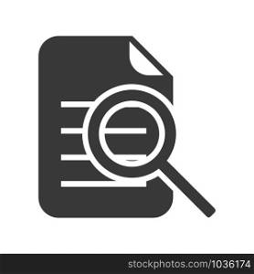 Search icon with file and magnifying glass in simple vector style