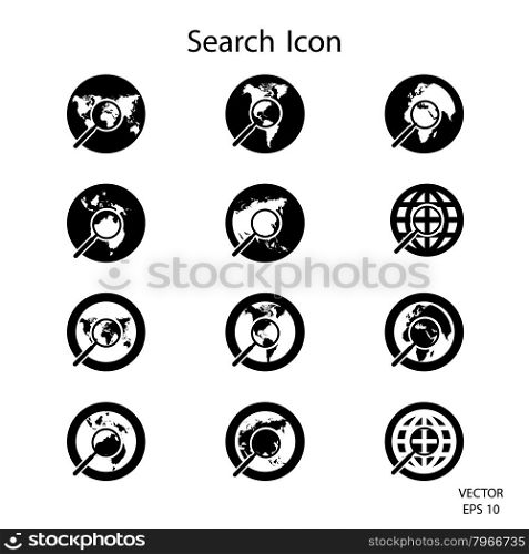 search icon,world map sign,vision concept ,world symbol ,business concept. vector illustration eps10