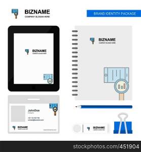Search in smart phone Business Logo, Tab App, Diary PVC Employee Card and USB Brand Stationary Package Design Vector Template