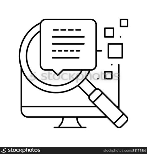 search information line icon vector. search information sign. isolated contour symbol black illustration. search information line icon vector illustration