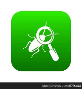 Search insect icon green vector isolated on white background. Search insect icon green vector