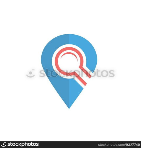 Search internet web with magnifying glass locator vector logo icon